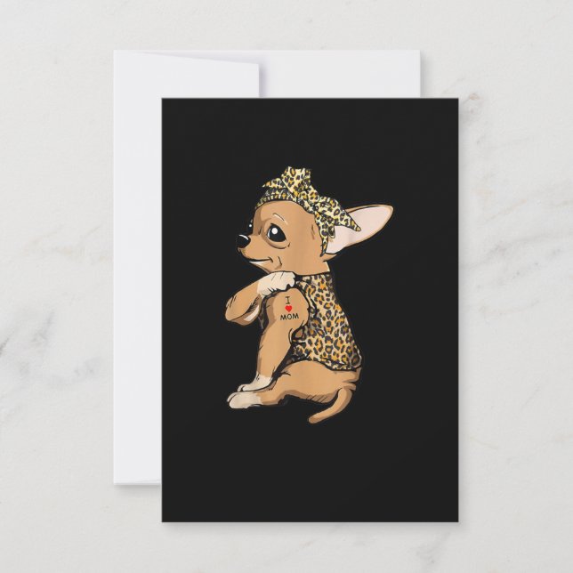 Cartons Réponse J'Aime Maman Tatouage Drôle Chihuahua Chien Avec B (Devant)