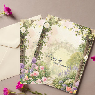 Cartons Réponse Jardin Anglais Floral Arbor Code QR Mariage