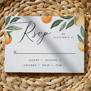 Cartons Réponse Jardin aquarelle orange. Mariage à fleurs d'agrume