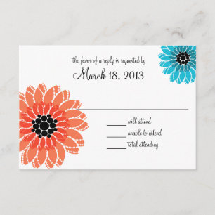 Cartons Réponse Jardin artistique corail et Mariage bleu