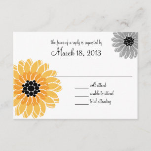 Cartons Réponse Jardin artistique Jaune et gris Mariage