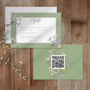 Cartons Réponse Jardin de fleurs sauvages sauge Mariage élégant QR