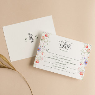 Cartons Réponse Jardin de printemps floral aquarelle mariage paste