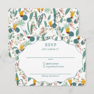 Cartons Réponse Jardin d'eau Fleurs Mariage Cute PERSONNALISÉ