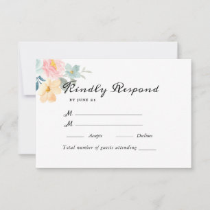 Cartons Réponse Jardin d'été Aquarelle Mariage floral