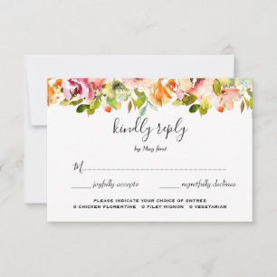 Cartons Réponse Jardin d'été Aquarelle Mariage floral