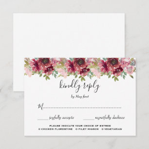 Cartons Réponse Jardin d'été Aquarelle Mariage floral