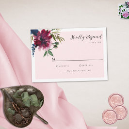 Cartons Réponse Jardin Enchanté Rose Fardé Bourgogne Marine