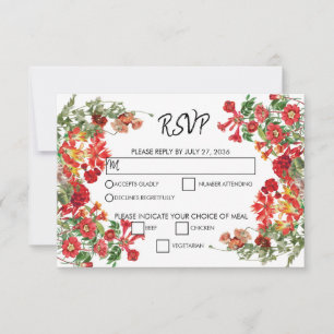 Cartons Réponse Jardin Floral Rouge Mariage de fleurs botaniques