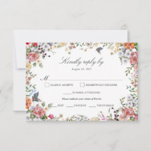 Cartons Réponse Jardin Rose Romantique Elégante aquarelle Florale 