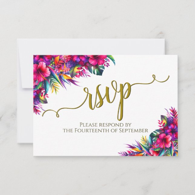 Cartons Réponse Jardin tropical Floral Élégant Mariage de calligra (Devant)