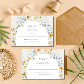 Cartons Réponse Jardin Wildflower Printemps Mariage d'été