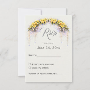 Cartons Réponse Jaune Canari Freesia Romantique Floral Mariage
