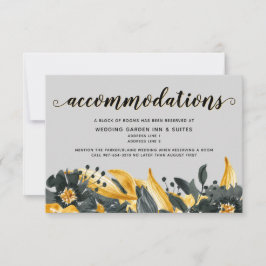 Cartons Réponse Jaune & Gris Floral Moderne Elégant Mariage Hotel