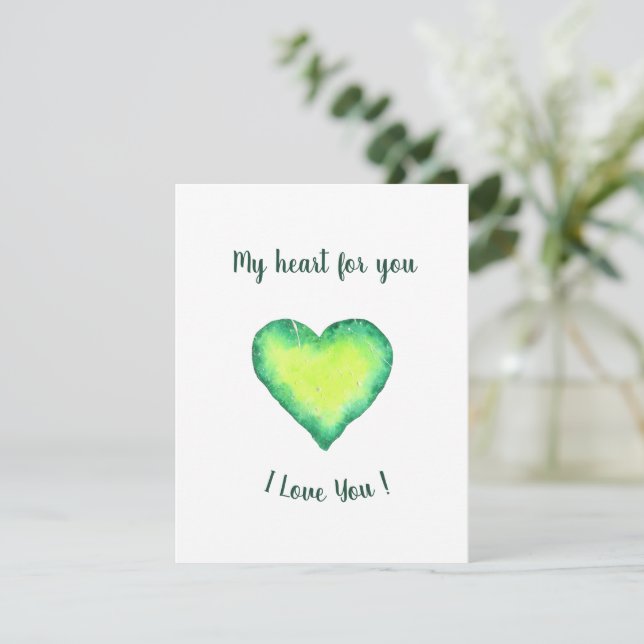 Cartons Réponse Je t'aime Cute Green et Blue Heart Birthday      (Debout devant)