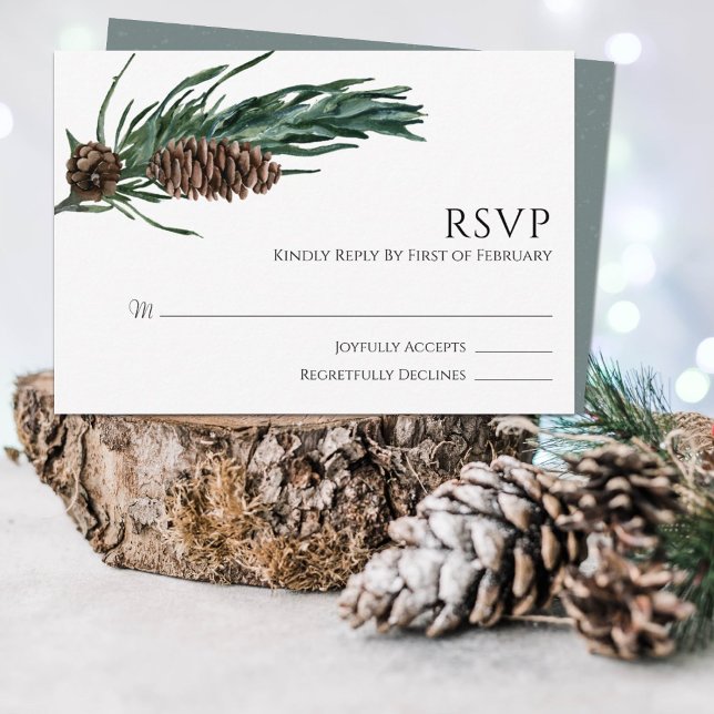 Cartons Réponse Joie de Noël | Elégante aquarelle Mariage d'hiver (Créateur téléchargé)