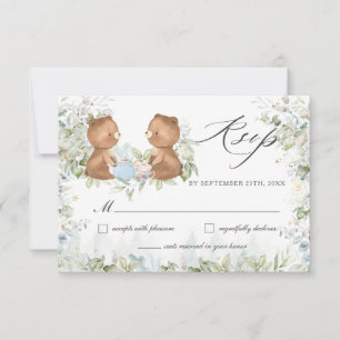 Cartons Réponse Joli Baby shower Jumeaux High Tea Party Nounours