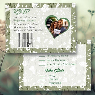 Cartons Réponse Joli Fleur sauvage Sage Green Mariage botanique