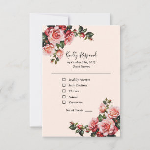Cartons Réponse Joli rose et rouge roses mariage vert
