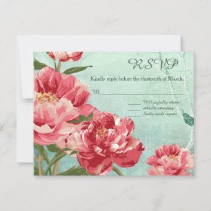 Cartons Réponse Jolie fleur rétro Chintz Peony Flowers n Oiseaux