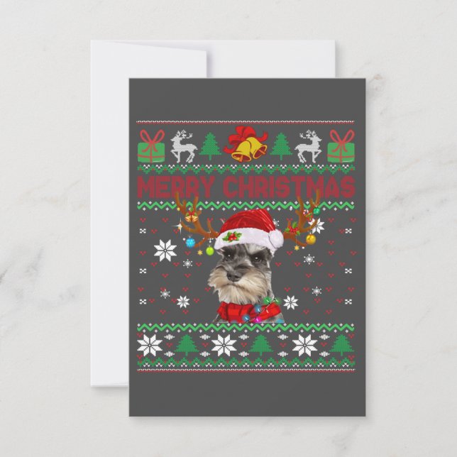 Cartons Réponse Joyeux Noël Chien moche Schnauzer Santa Hat (Devant)