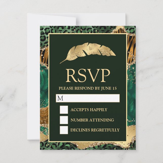 Cartons Réponse Jungle Safari Green Gold Parties scintillant Maria (Devant)