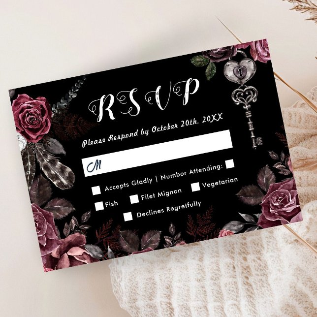 Cartons Réponse Jusqu'à la mort | Black Gothique Dark Floral Elega (Créateur téléchargé)