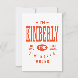 Cartons Réponse Kimberly Nom personnalisé Cadeau d'anniversaire