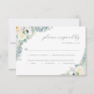 Cartons Réponse Kristen Elegant Boho Green Meal Choice Mariage