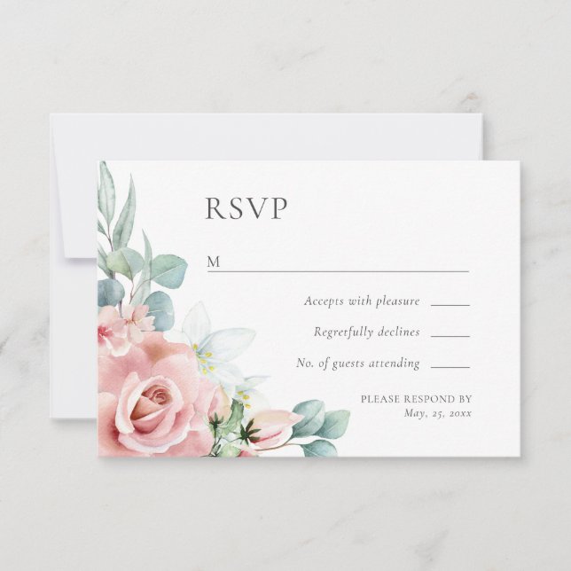 Cartons Réponse Kristina Pastel Rose Floral Boho Chic (Devant)