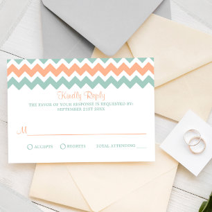 Cartons Réponse La collection de mariage moderne Chevron Peach & M