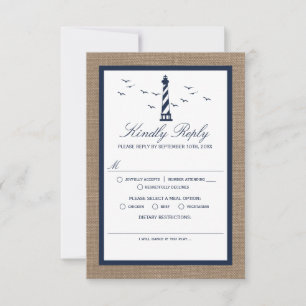 Cartons Réponse La collection Mariage de Burlap du phare nautique