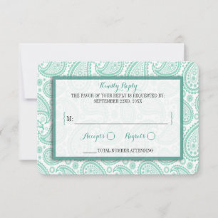 Cartons Réponse La collection Mariage moderne Paisley - Vert