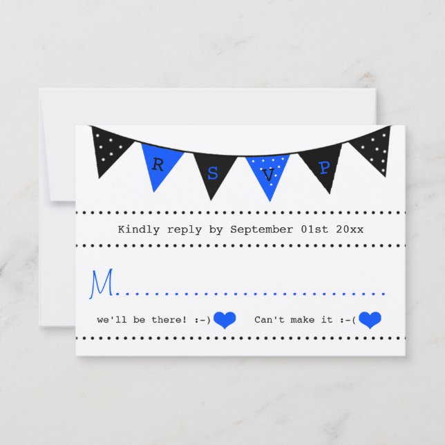 Cartons Réponse La collection moderne de Mariages de Bunting Bleu (Devant)