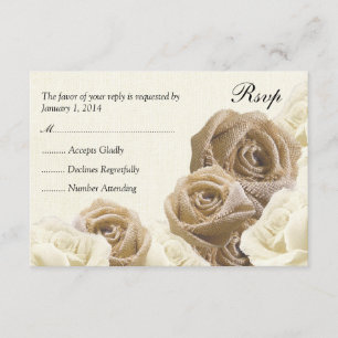 Cartons Réponse La toile de jute rustique fleurit des roses
