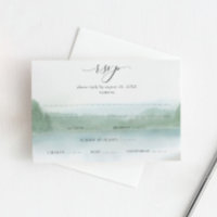 Lac Élégant et Arbres Aquarelle Douce Mariage RS