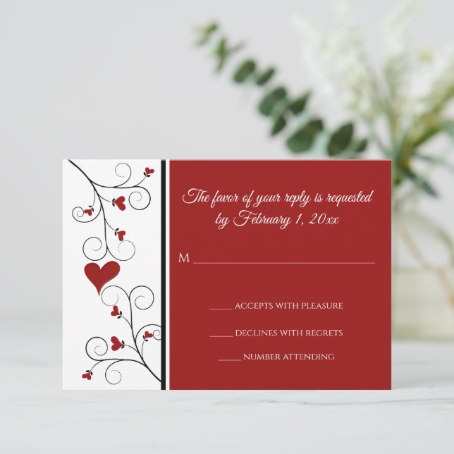 Cartons Réponse L'amour grandit | Red Hearts Valentine Mariage (Debout devant)