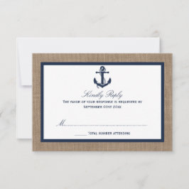 Cartons Réponse L'Ancre De La Marine Sur La Collection De Mariages