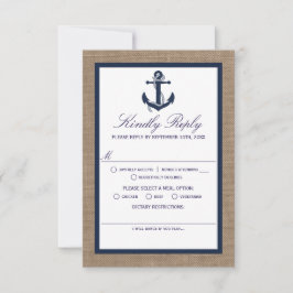 Cartons Réponse L'Ancre De La Marine Sur La Collection De Mariages