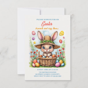 Cartons Réponse Lapin de Pâques dans un panier d'oeufs peints Joye