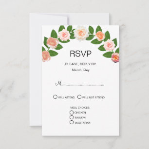 Cartons Réponse Laurel & Rose Fleurs Mariage