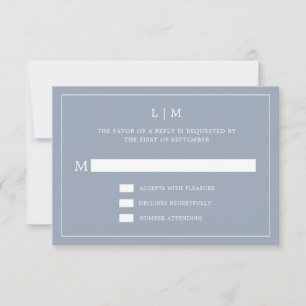 Cartons Réponse Lauren Dusty Blue Monogram Mariage élégant