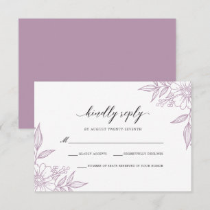 Cartons Réponse Lavande Mariage florale simple et délicate