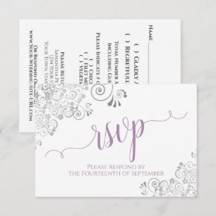 Cartons Réponse Lavande sur blanc Elegant Mariage de calligraphie