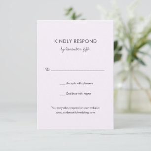 Cartons Réponse Lavender Script contemporain Mariage moderne