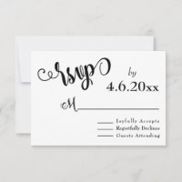 Lettres de script fantaisie noir et blanc Mariage
