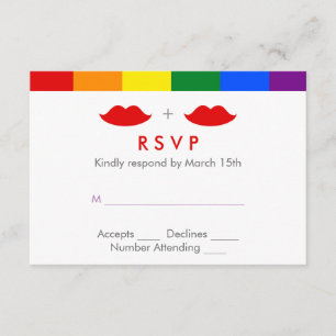 Cartons Réponse LGBT Lesbian Lips Mariage arc-en-ciel