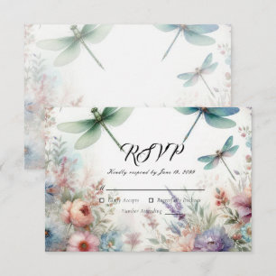 Cartons Réponse Libellules et Floraux Pastels Mariage