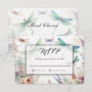 Cartons Réponse Libellules et Floraux Pastels Mariage