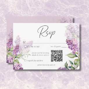 Cartons Réponse Lilacs romantique moderne violet & sage Code QR